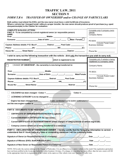 FORM 4 TRANSFER OF OWNERSHIP (and CHANGE