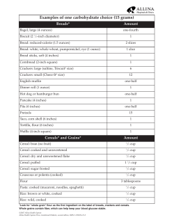 Examples of one carbohydrate choice (15 grams)