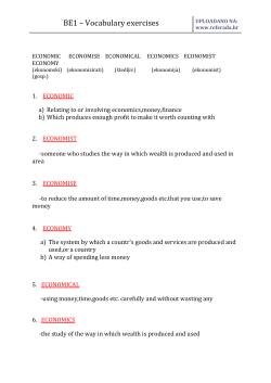 BE1 &ndash; Vocabulary exercises