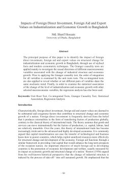 Impacts of Foreign Direct Investment, Foreign Aid and Export Values