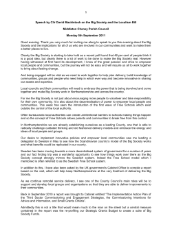 Speech on Localism to Parish Councils in