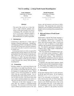 Next to nothing &ndash; a cheap South Saami disambiguator