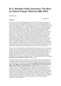 HG Barnett`s book, Innovation