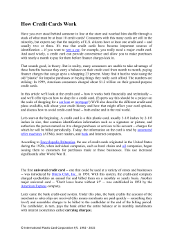 How Credit Cards Work - International Plastic Card Corporation