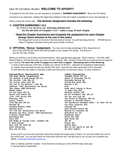 Dear AP US History Student: WELCOME TO APUSH!!! history during