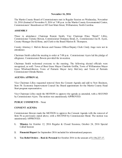 November 16, 2016 The Martin County Board of Commissioners met