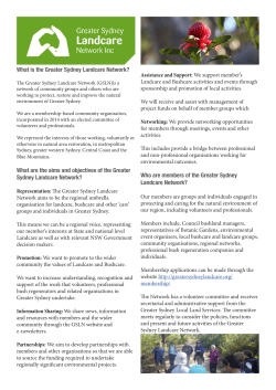 or read our A4 Flyer - Greater Sydney Landcare Network
