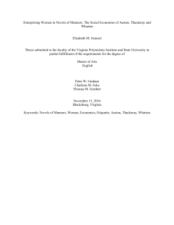 Enterprising Women in Novels of Manners: The Social Economies of