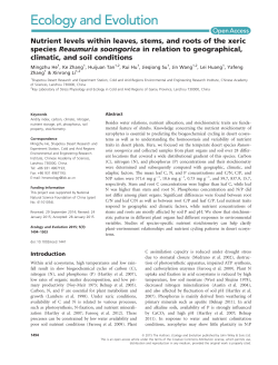 Nutrient levels within leaves, stems, and roots of the xeric species