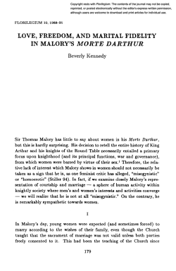love, freedom, and marital fidelity in malory`s morte darthur
