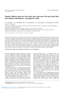 Stunted children gain less lean body mass and more fat mass than