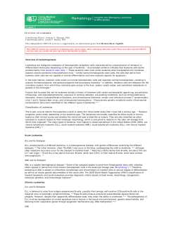 Overview of Leukemia Living Medical eTextbook Hematology