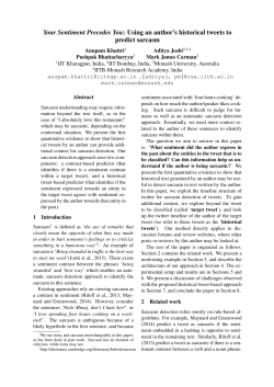 Using an author`s historical tweets to predict sarcasm