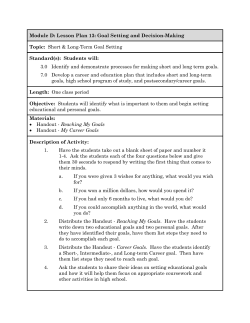 Module D: Lesson Plan 13: Goal Setting and Decision