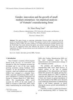 Gender, innovation and the growth of small medium enterprises An