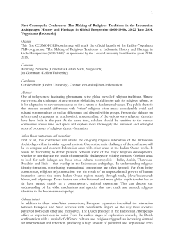 First Cosmopolis Conference: The Making of Religious Traditions in