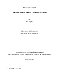 The Fertility Transition in Kenya: Patterns and Determinants