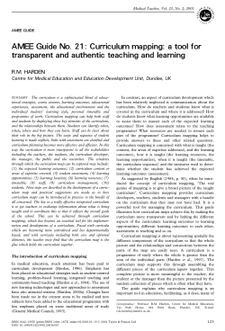 AMEE Guide No. 21: Curriculum mapping: a tool for transparent and