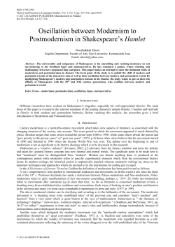 Oscillation between Modernism to Postmodernism in Shakespeare`s