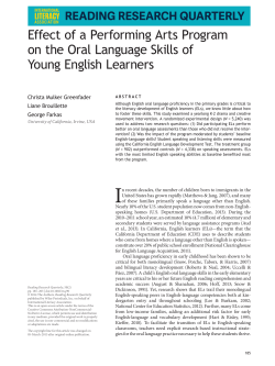 Effect of a Performing Arts Program on the Oral Language Skills of