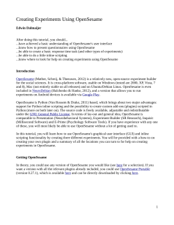 Creating Experiments Using OpenSesame