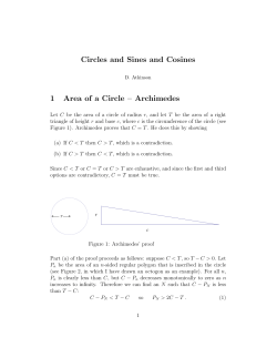 Circles and Sines and Cosines 1 Area of a Circle &ndash; Archimedes