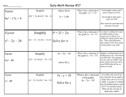 Factor x² – 2x – 24 Simplify P = 2l + 2w Solve for w