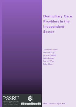 Domiciliary Care Providers in the Independent Sector