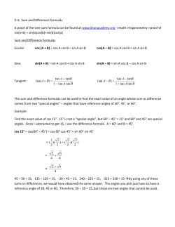 5-4: Sum and Difference Formulas A proof of the sine sum formula