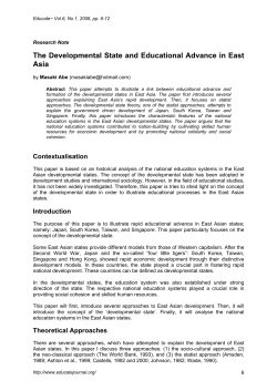 The Developmental State and Educational Advance in East Asia