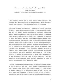 Comments on Jason Stanley`s How Propaganda Works Amia