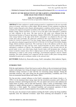 SURVEY OF THE REFLECTIVITY OF THE EARTH`S ATMOSPHERE