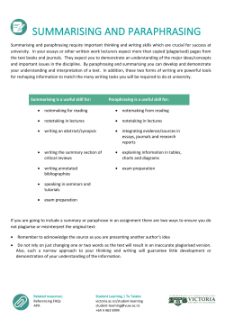 summarising and paraphrasing - Victoria University of Wellington