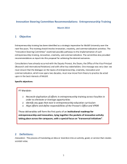 Innovation Steering Committee Recommendations