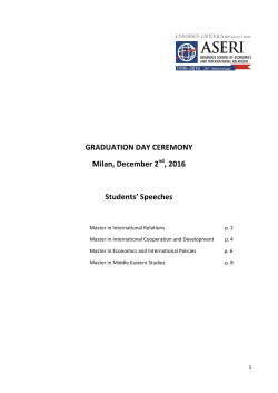 GRADUATION DAY CEREMONY Milan, December 2 , 2016