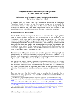 Indigenous Recognition in the Australian Constitution