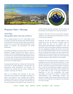 THE Spring 2017 RMPA NEWSLETTER