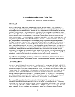 Reversing Ethiopia`s Intellectual Capital Flight