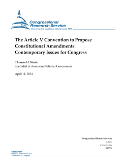 The Article V Convention to Propose Constitutional Amendments