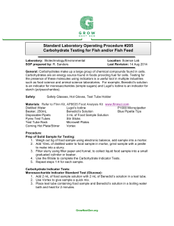 Standard Laboratory Operating Procedure #205 Carbohydrate