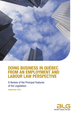 doing business in qu&eacute;bec from an employment and labour law