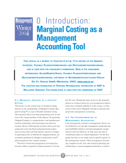 0 Introduction: Marginal Costing as a Management Accounting