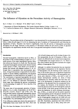 The Influence of Glycation on the Peroxidase Activity of Haemoglobin