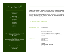 Firm Overview - Altamont Capital Partners