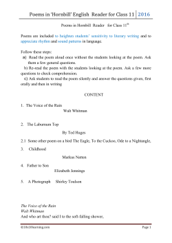 Poems in `Hornbill` English Reader for Class 11