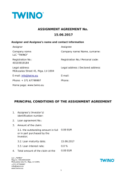 ASSIGNMENT AGREEMENT No. 15.05.2017 PRINCIPAL