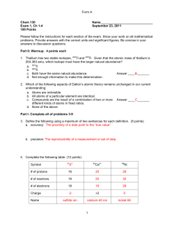 Form A 1 Chem 130 Name______________________________