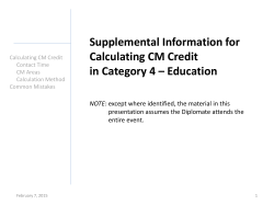 Calculating CM Credit in Category 4 – Education