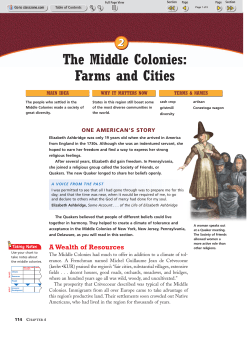 The Middle Colonies - St. Anastasia Catholic School