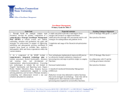 Enrollment Management Primary Goals for 2016